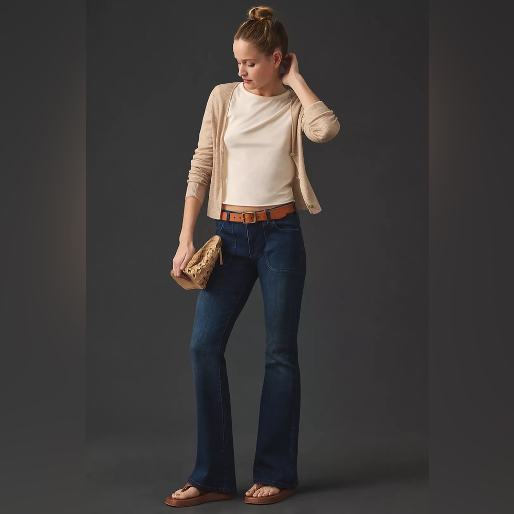 Pilcro The Icon Low Rise Flare Jeans in Dark Blue Size 25 - Picture 3 of 11